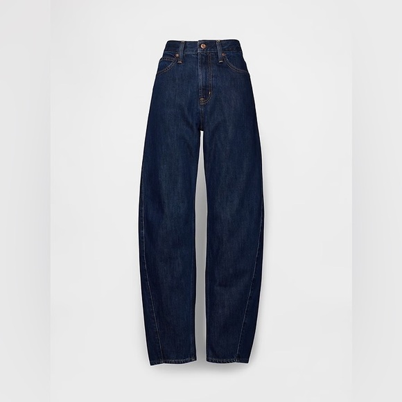 Gap High Rise Barrel Jean Dark Rinse Petite - Picture 5 of 7